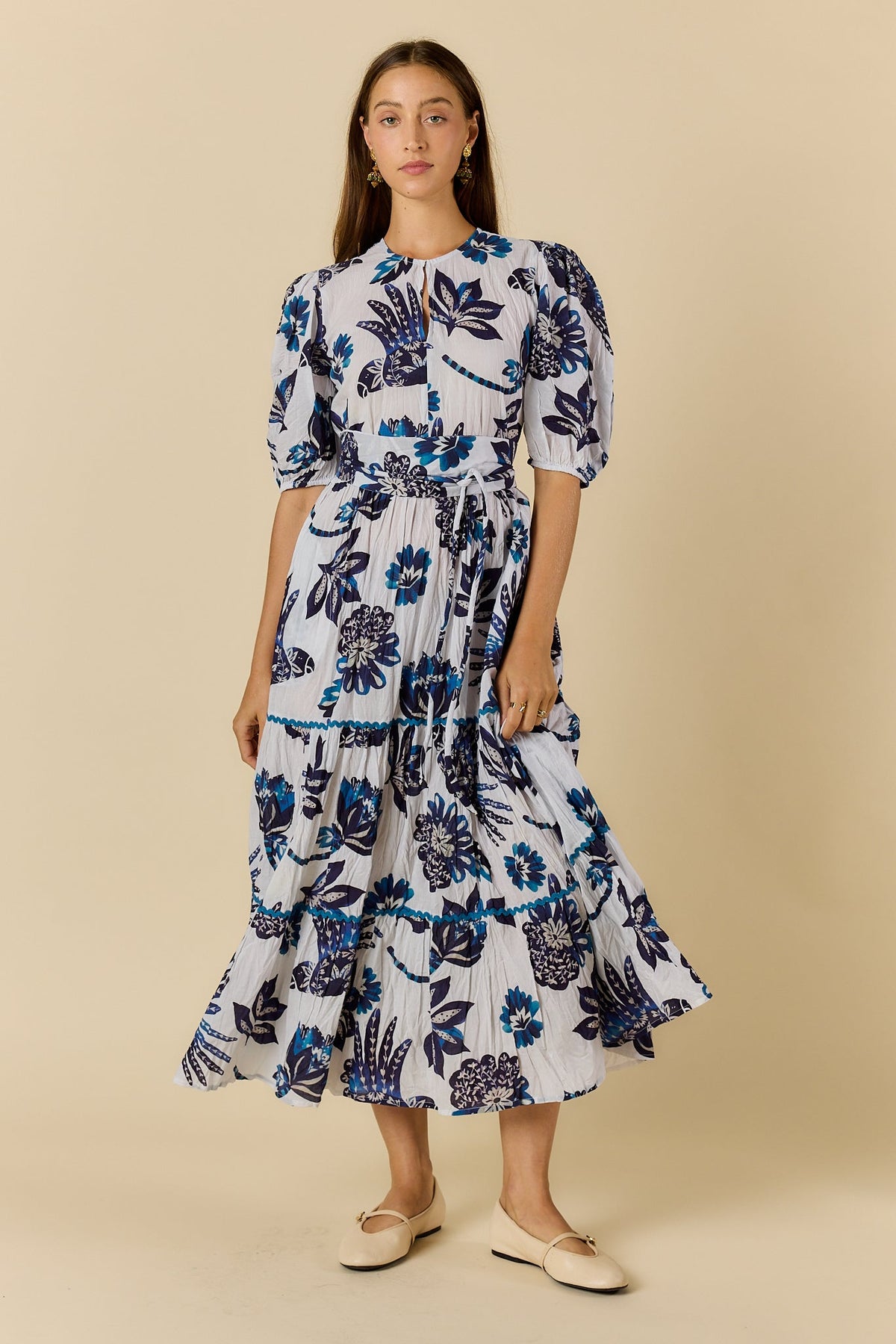 Image of Dresses. Product name - Rubyyaya Tucan Maxi Blue in Blue colour by brand - Rubyyaya