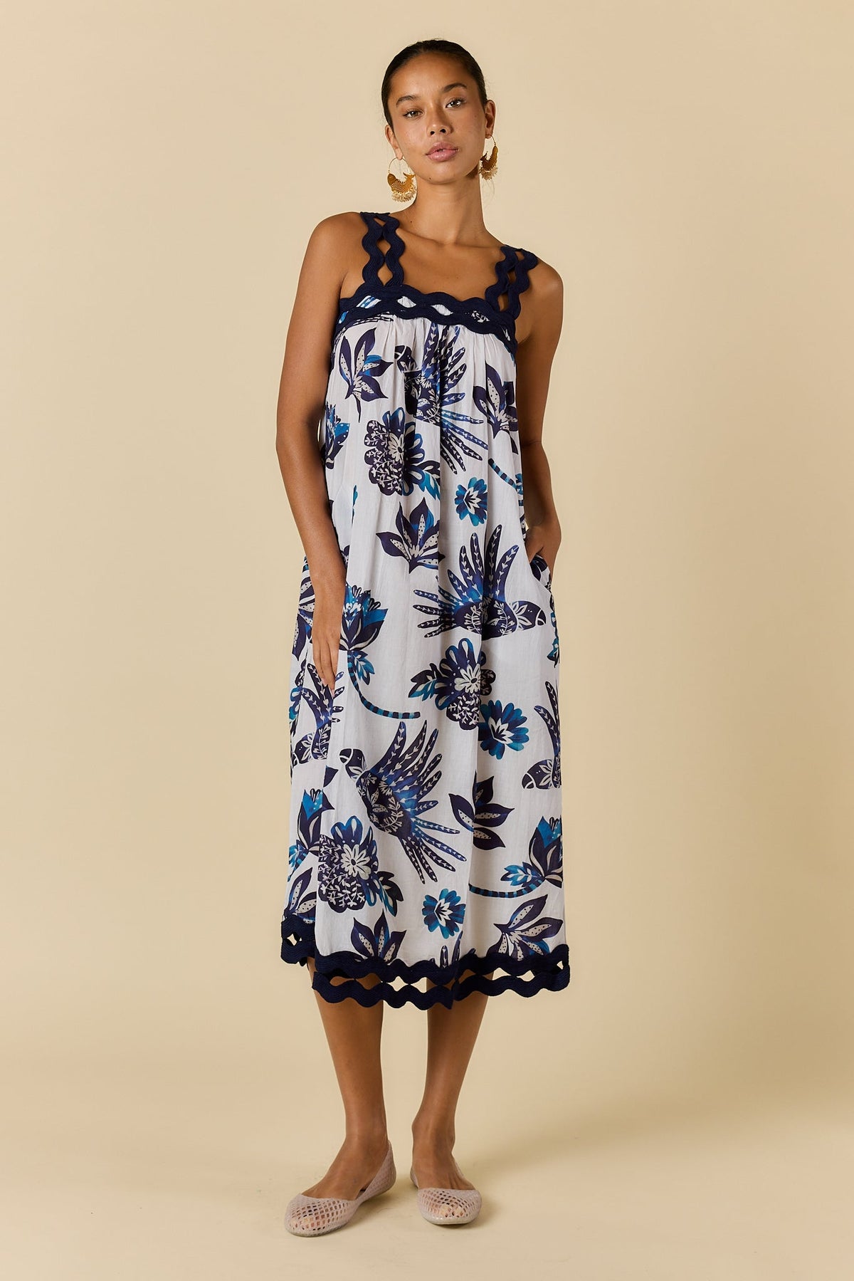 Image of Dresses. Product name - Rubyyaya Tucan Strap Midi Dress Blue in Blue colour by brand - Rubyyaya