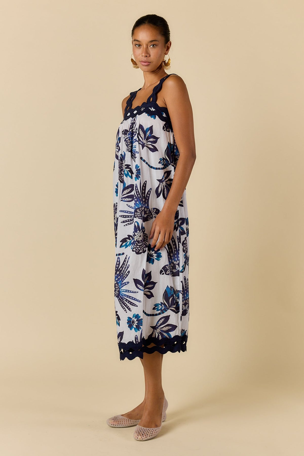 Rubyyaya Tucan Strap Midi Dress (Blue)