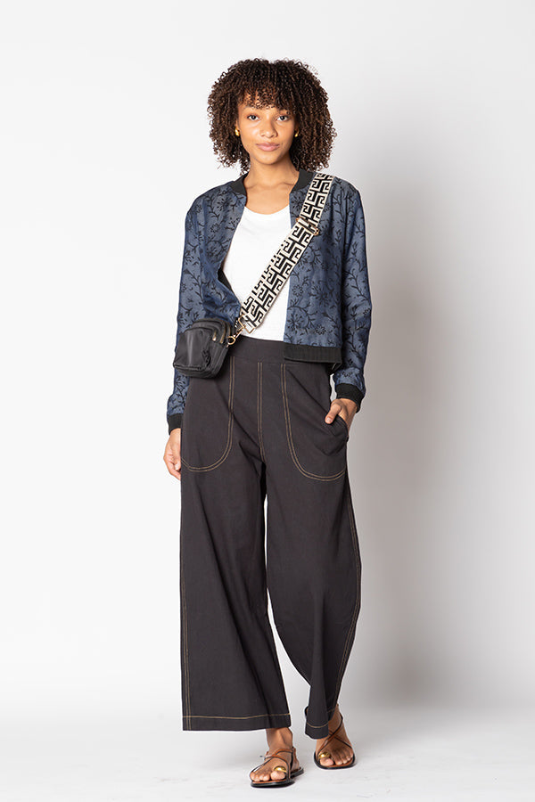 Image of a model wearing Pants. Productname: Rubyyaya Pula Pant Charcoal in Charcoal colour by brand - Rubyyaya