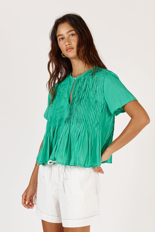 Image of a model wearing Tops. Productname: Rubyyaya Vivian Top Emerald in Emerald colour by brand - Rubyyaya