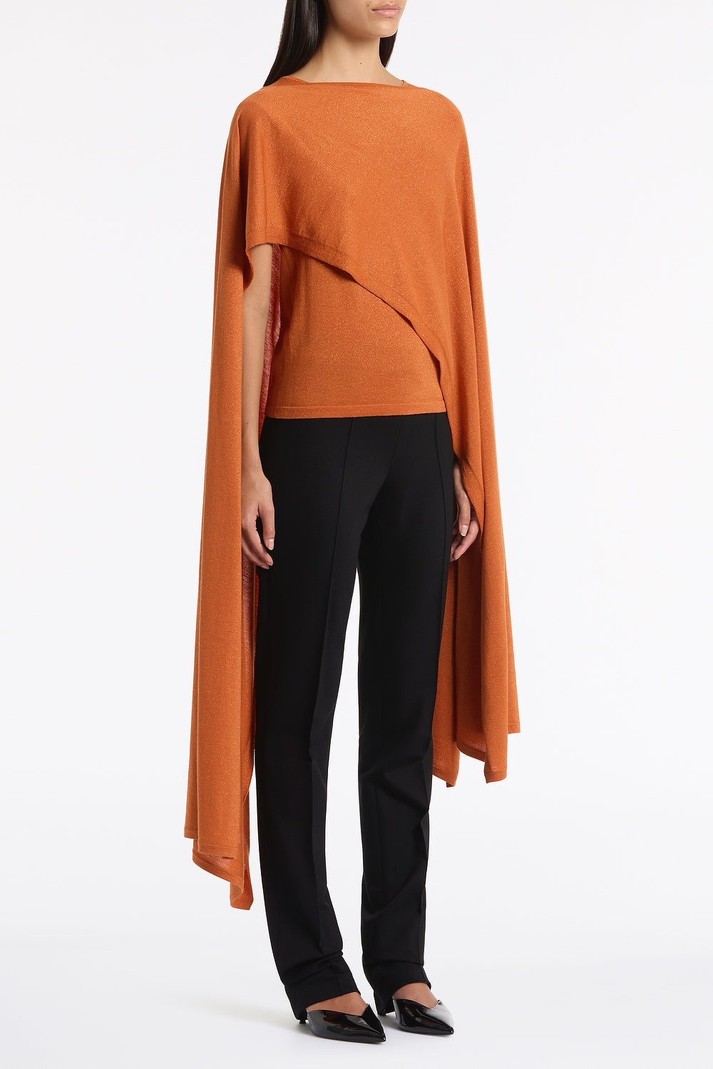 Carla Zampatti Russet Metallic Merino Knit Wrap (Orange)