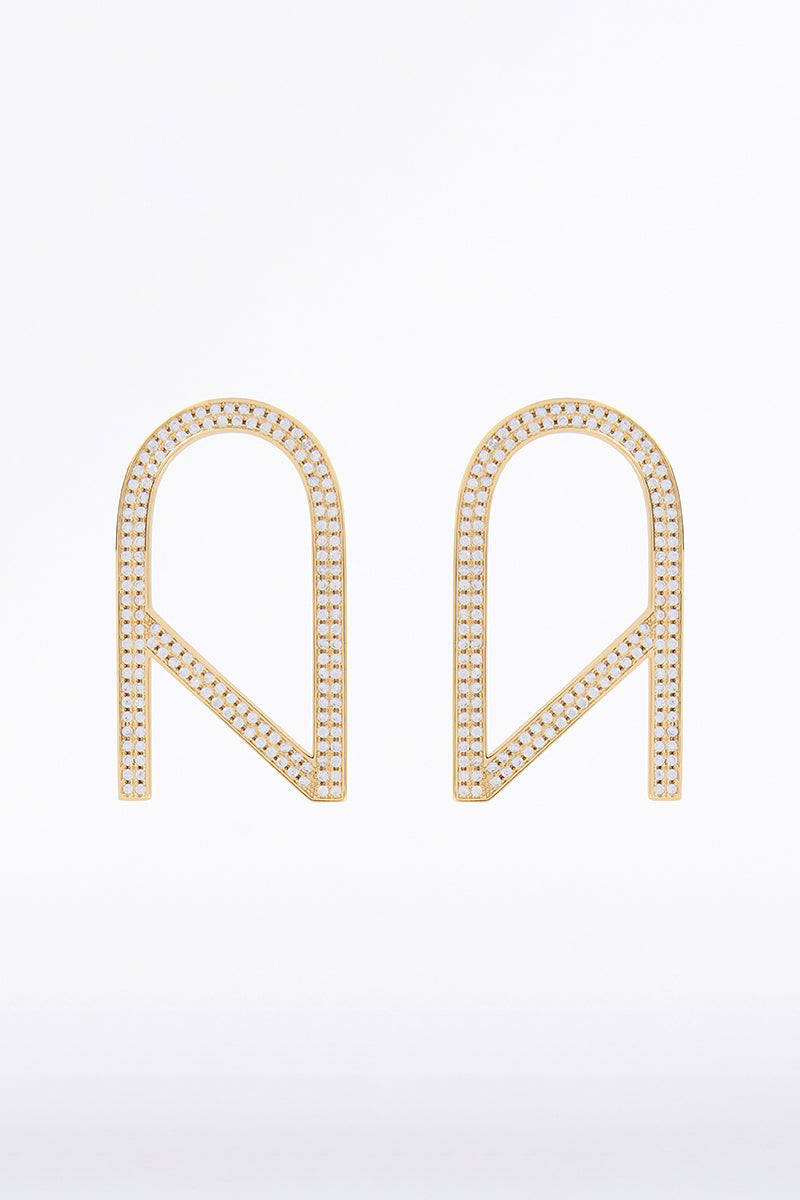 Carla Zampatti Cz Logo Pave Earrings Large (Gold)