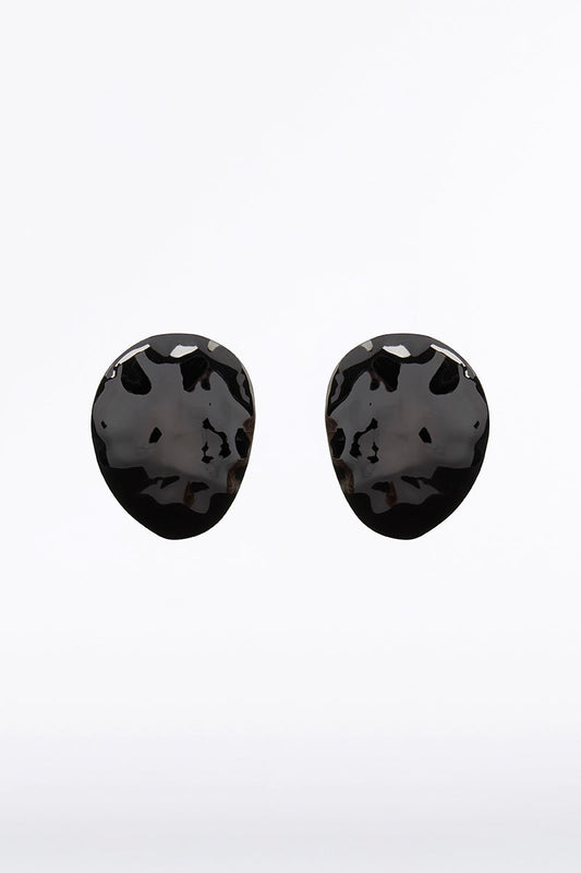 Carla Zampatti Cz Hammered Earrings Large (Black)