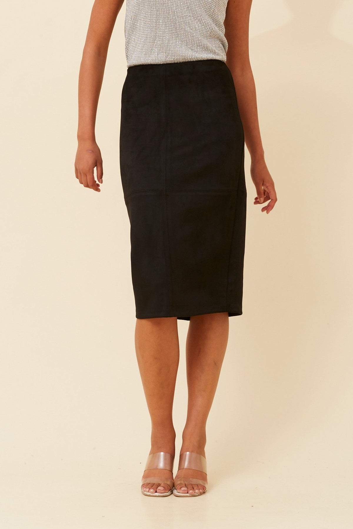 ZINIA FAUX SUEDE SKIRT (Black)