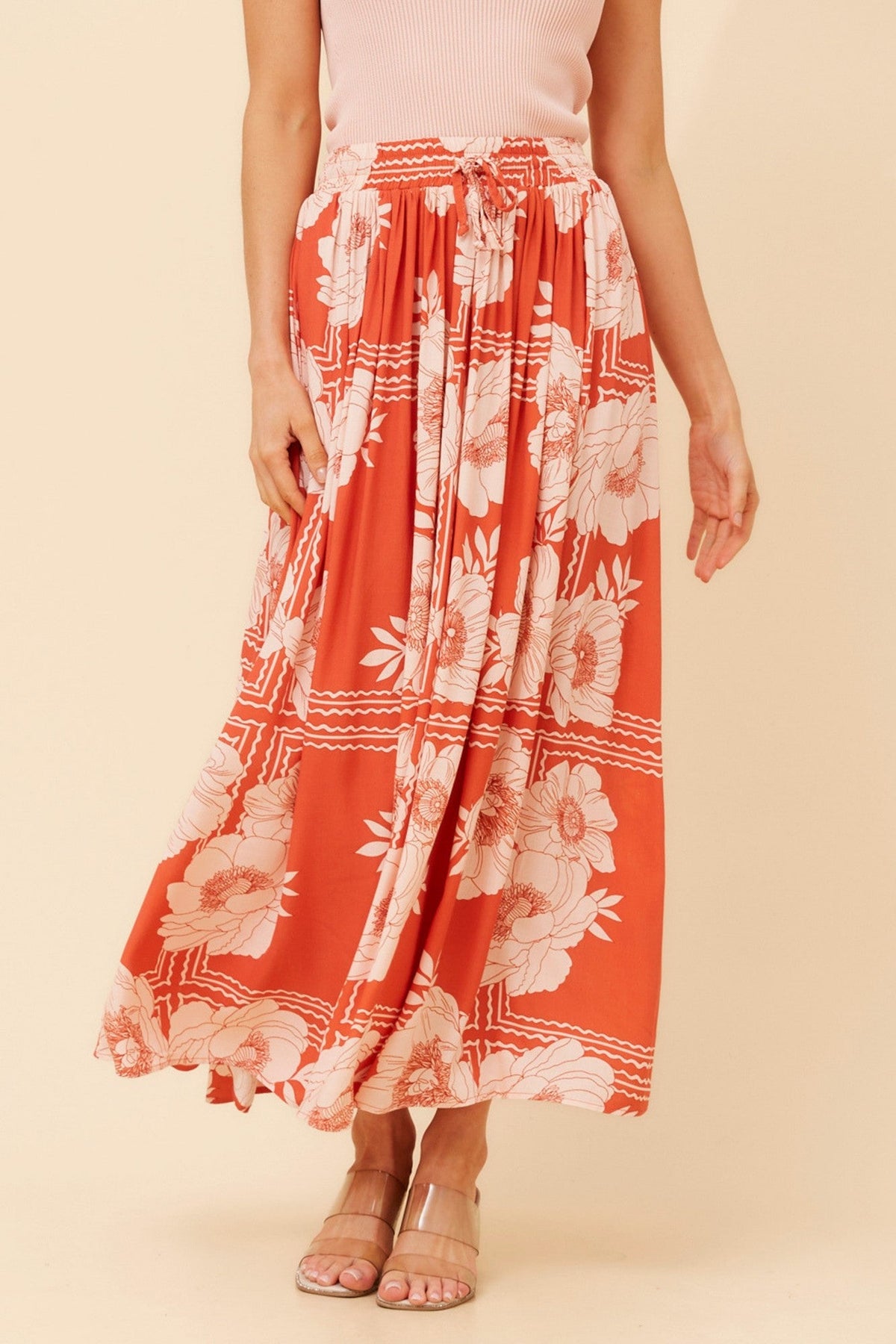 TEE LINEN BLEND MAXI SKIRT (Desert Orange)