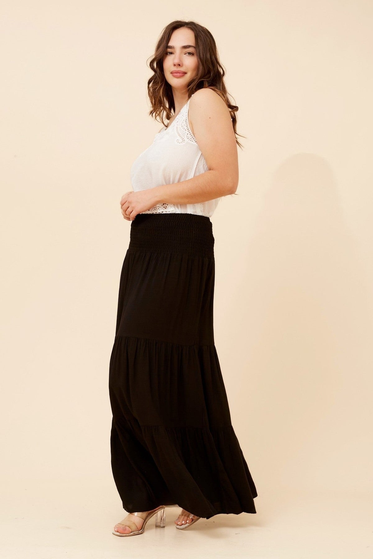 BETTINA SOLID MAXI SKIRT (Black)