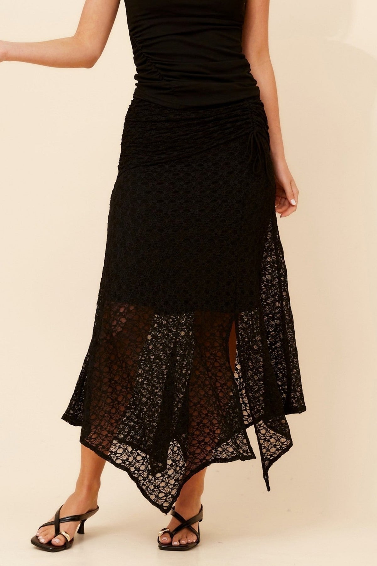 Caroline Morgan Australia CERESE LACE MIDI SKIRT (Black)