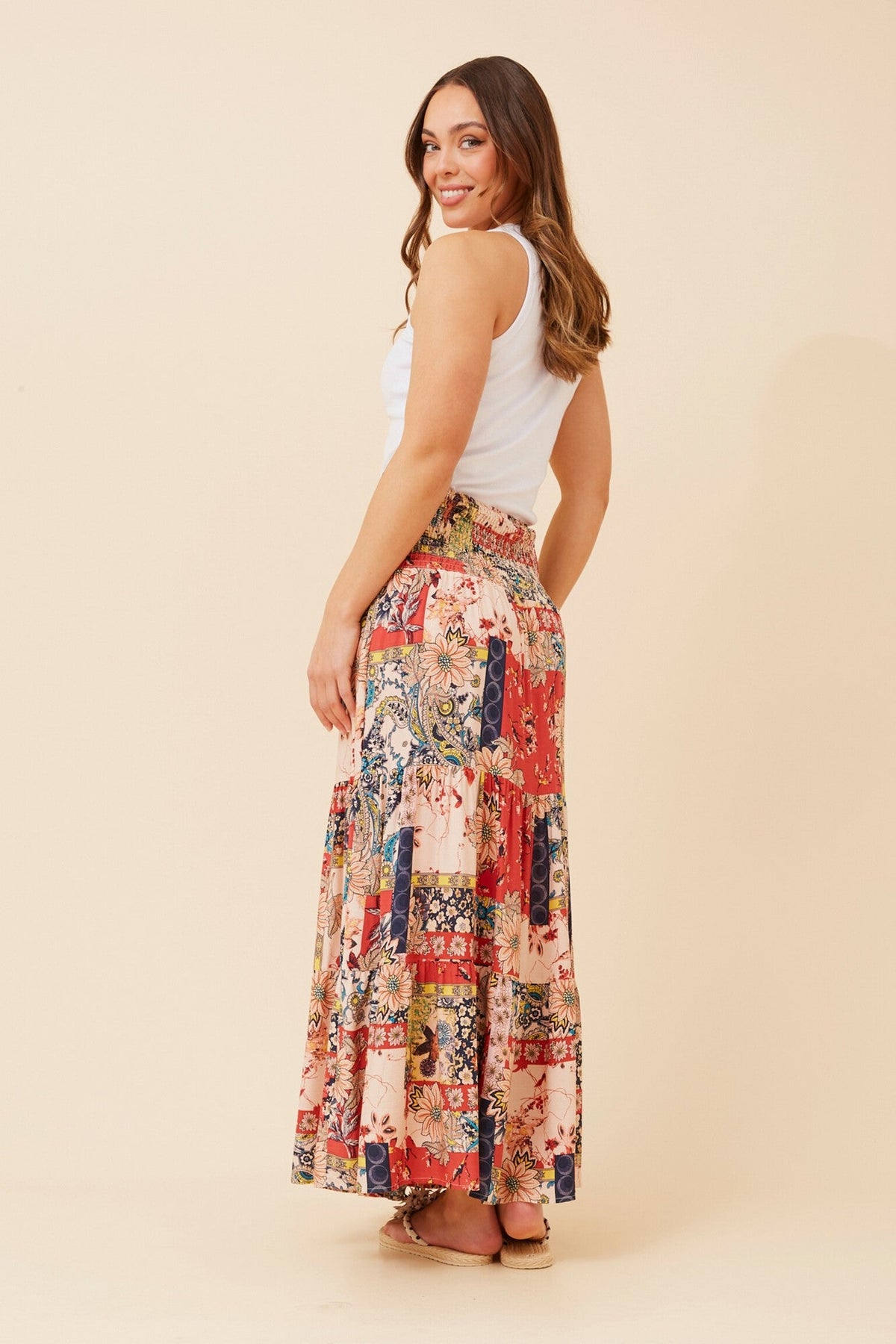 BETTINA BOHO MAXI SKIRT (Coral)