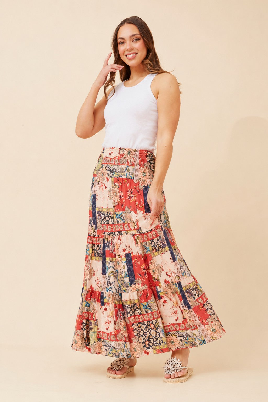 BETTINA BOHO MAXI SKIRT (Coral)