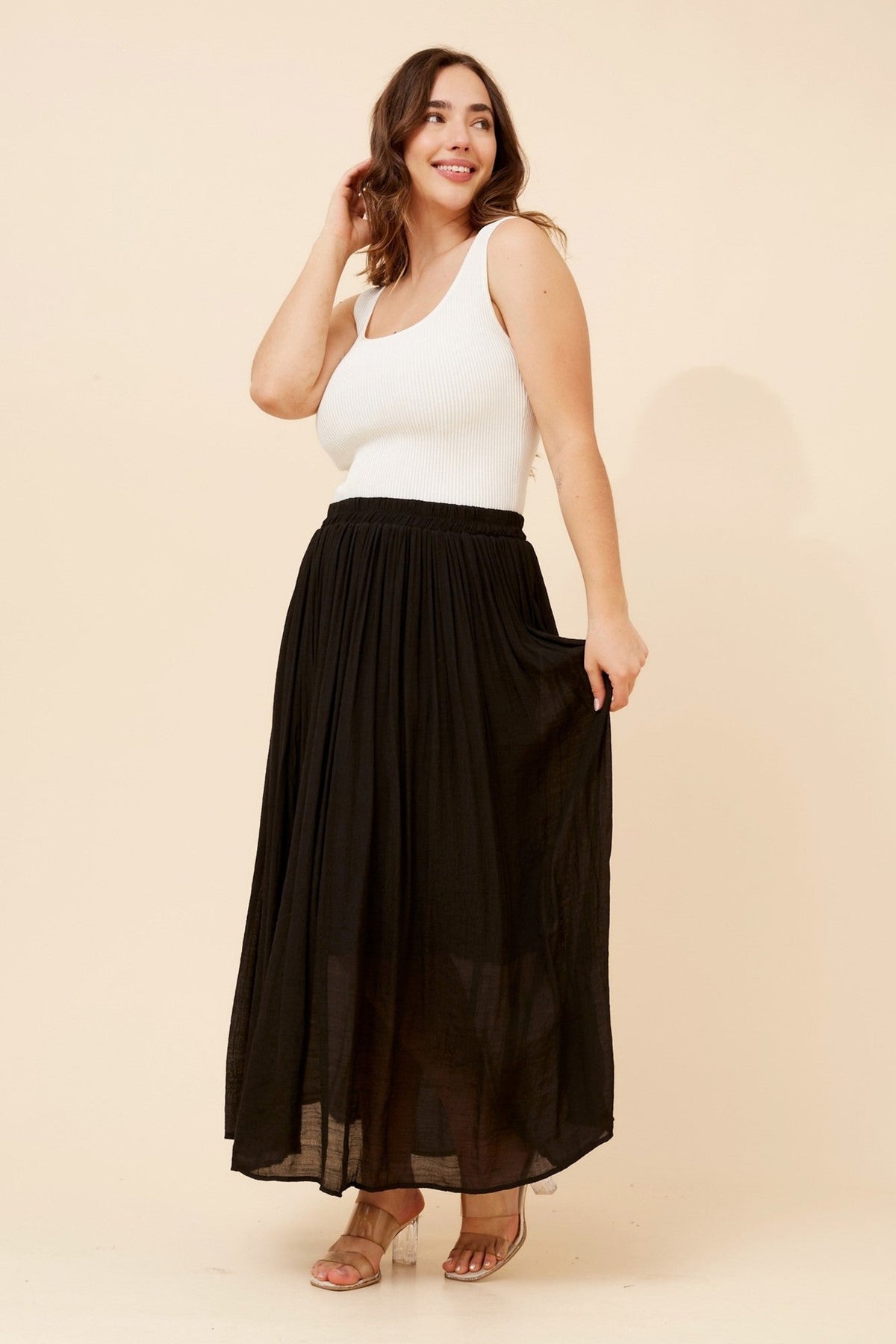 LAYTON SOLID MAXI SKIRT (Black)