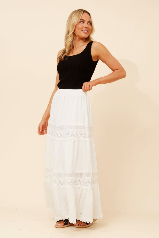 Caroline Morgan Australia ODITI LACE MAXI SKIRT (White)