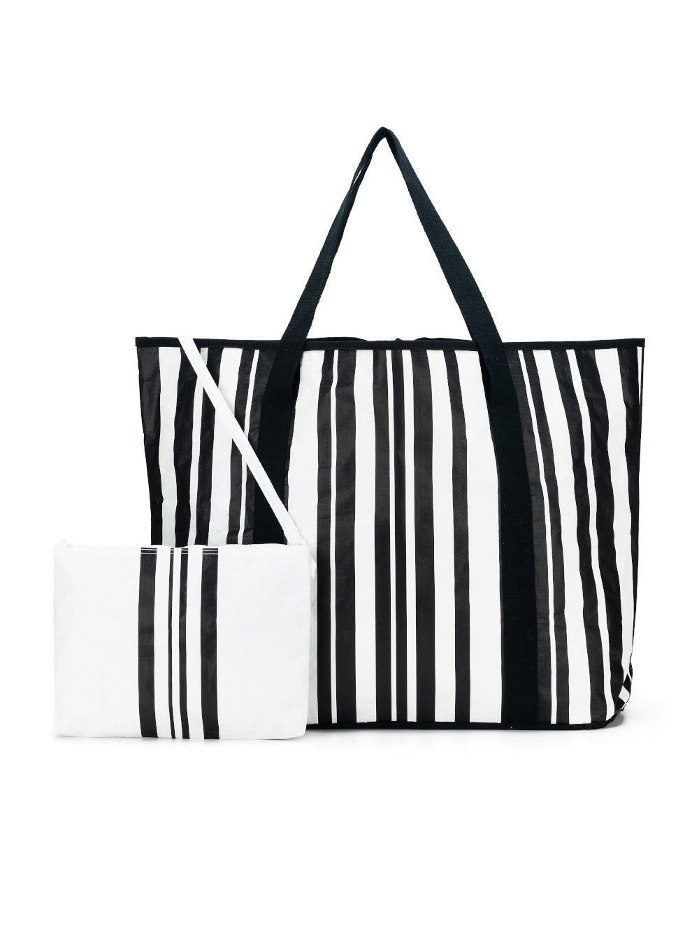 Black Caviar Designs Sabbia Beach Bag Large Stripe (Black)