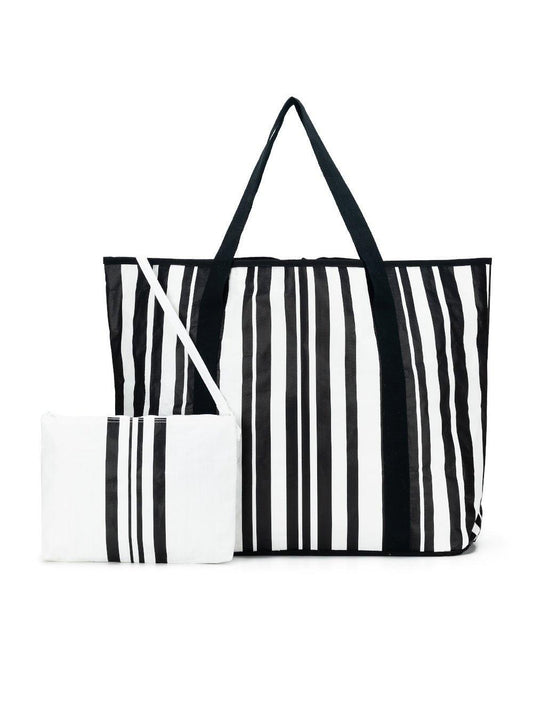 Black Caviar Designs Sabbia Beach Bag Large Stripe (Black)