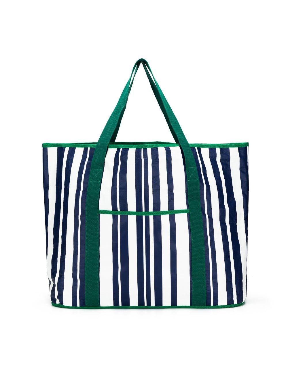 Black Caviar Designs Sabbia Beach Bag Large Stripe (Green)