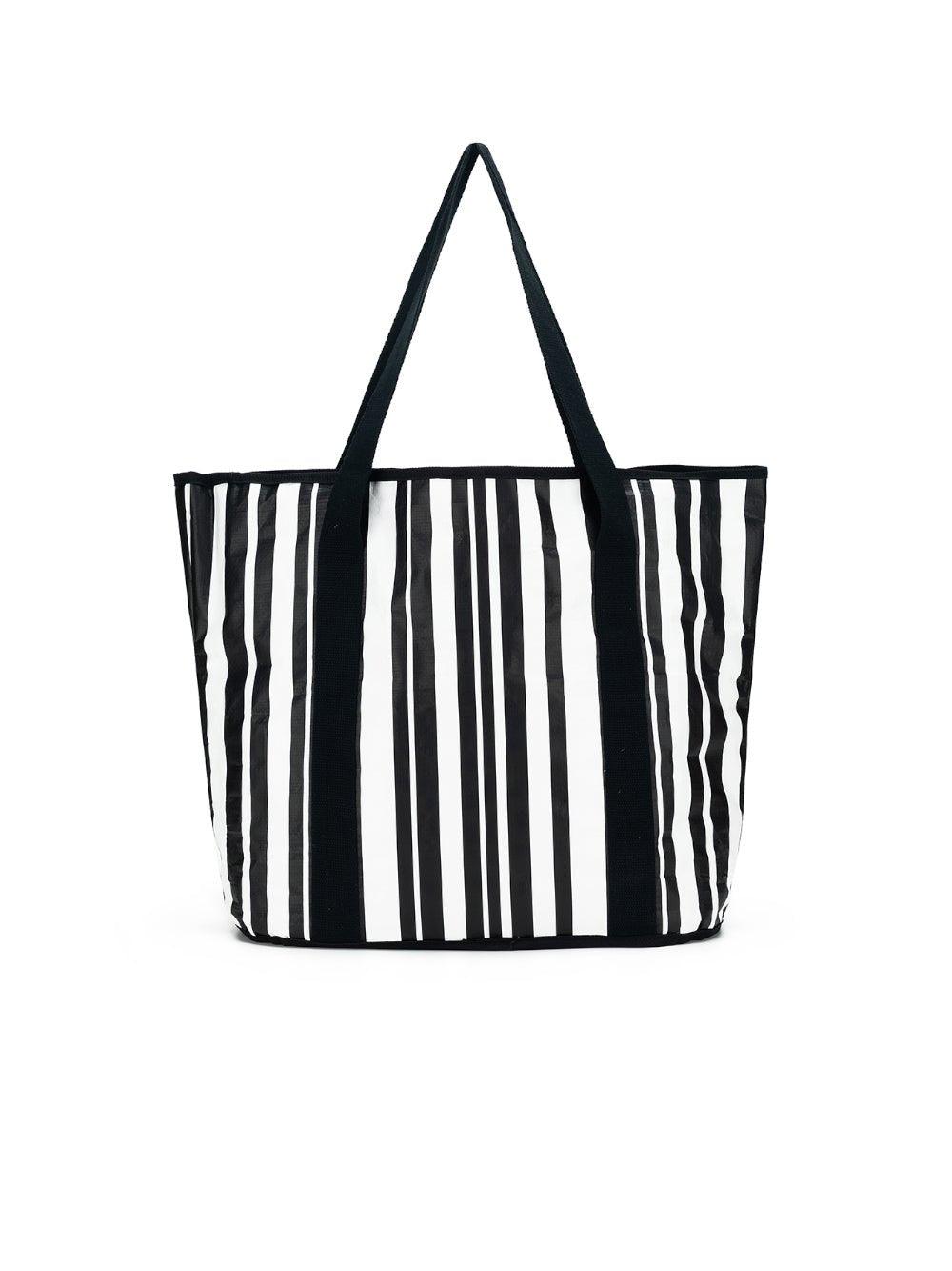 Image of Bags. Product name - Sabbia Beach Bag Small Black Stripe in Black colour by brand - Black Caviar Designs