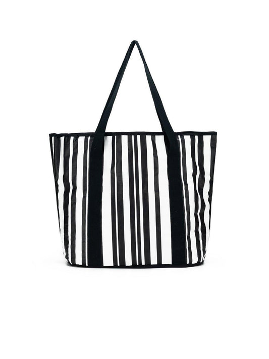 Image of Bags. Product name - Sabbia Beach Bag Small Black Stripe in Black colour by brand - Black Caviar Designs