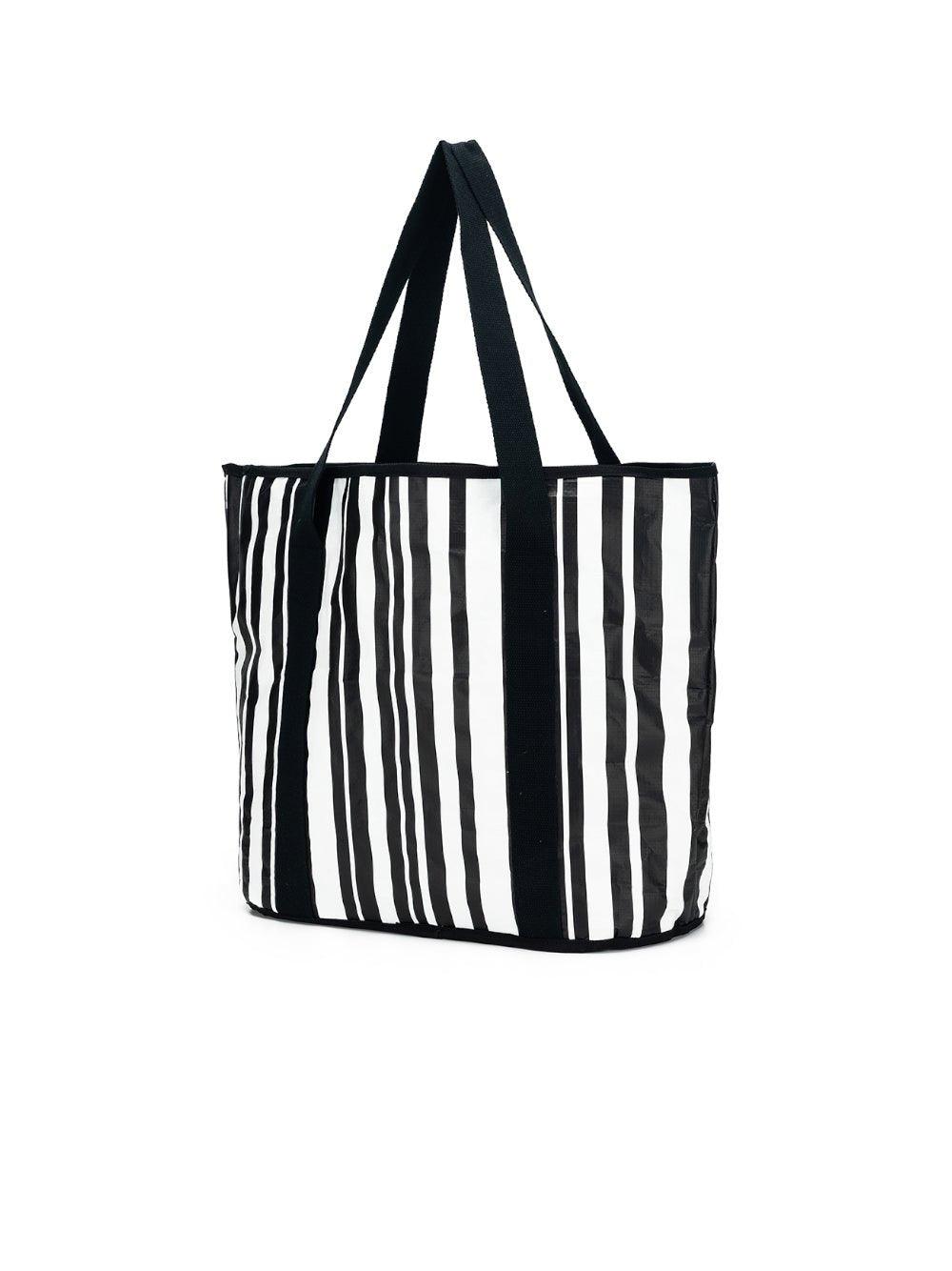 Black Caviar Designs Sabbia Beach Bag Small Stripe (Black)