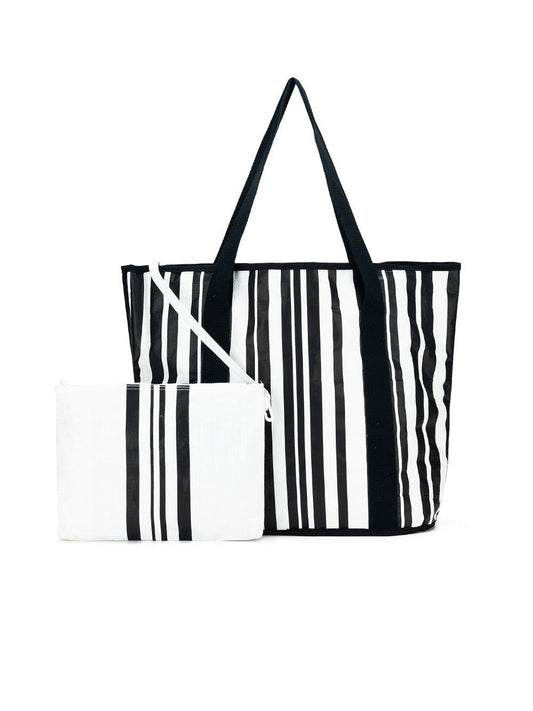 Black Caviar Designs Sabbia Beach Bag Small Stripe (Black)