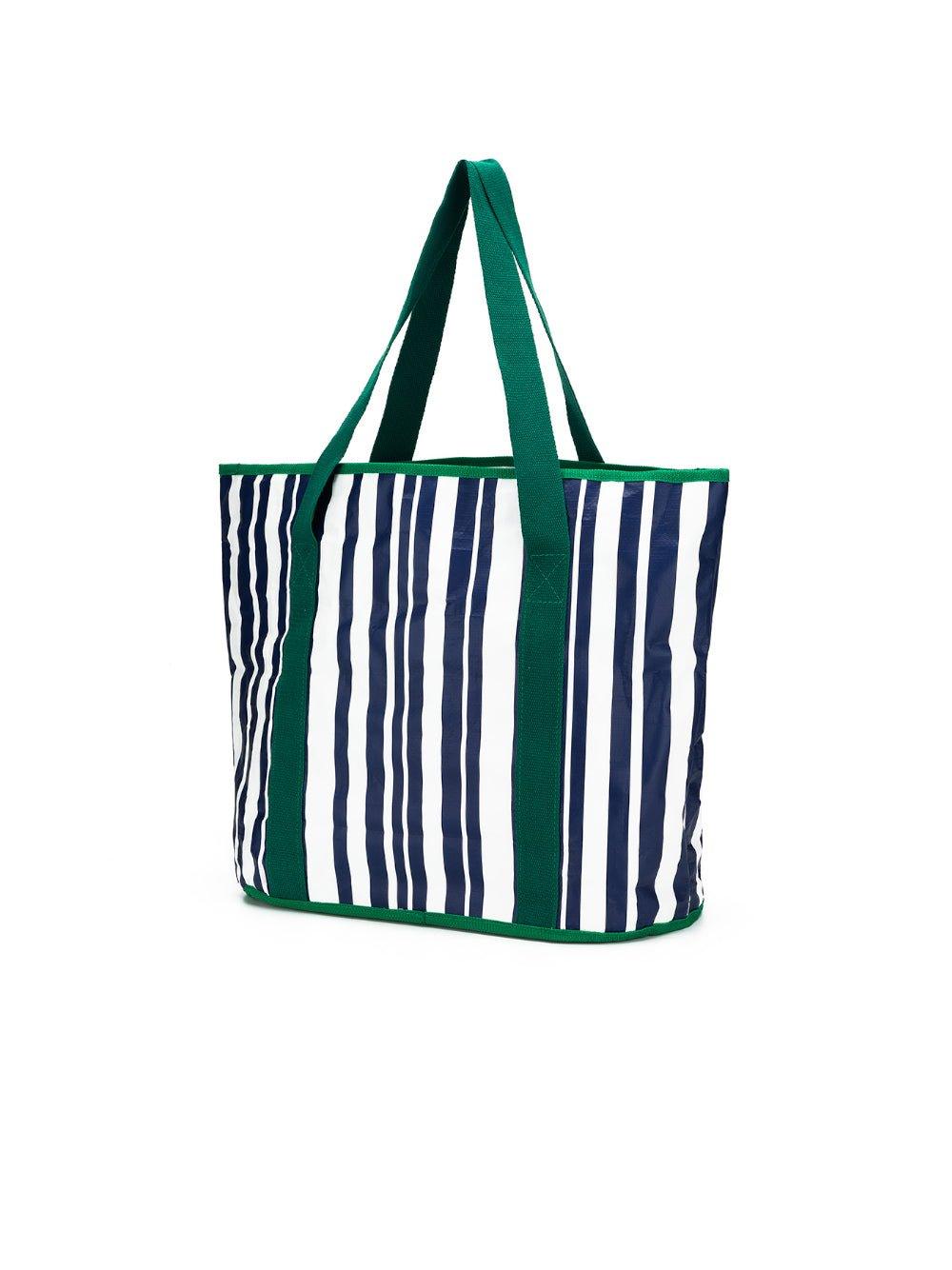 Black Caviar Designs Sabbia Beach Bag Small Stripe (Green)