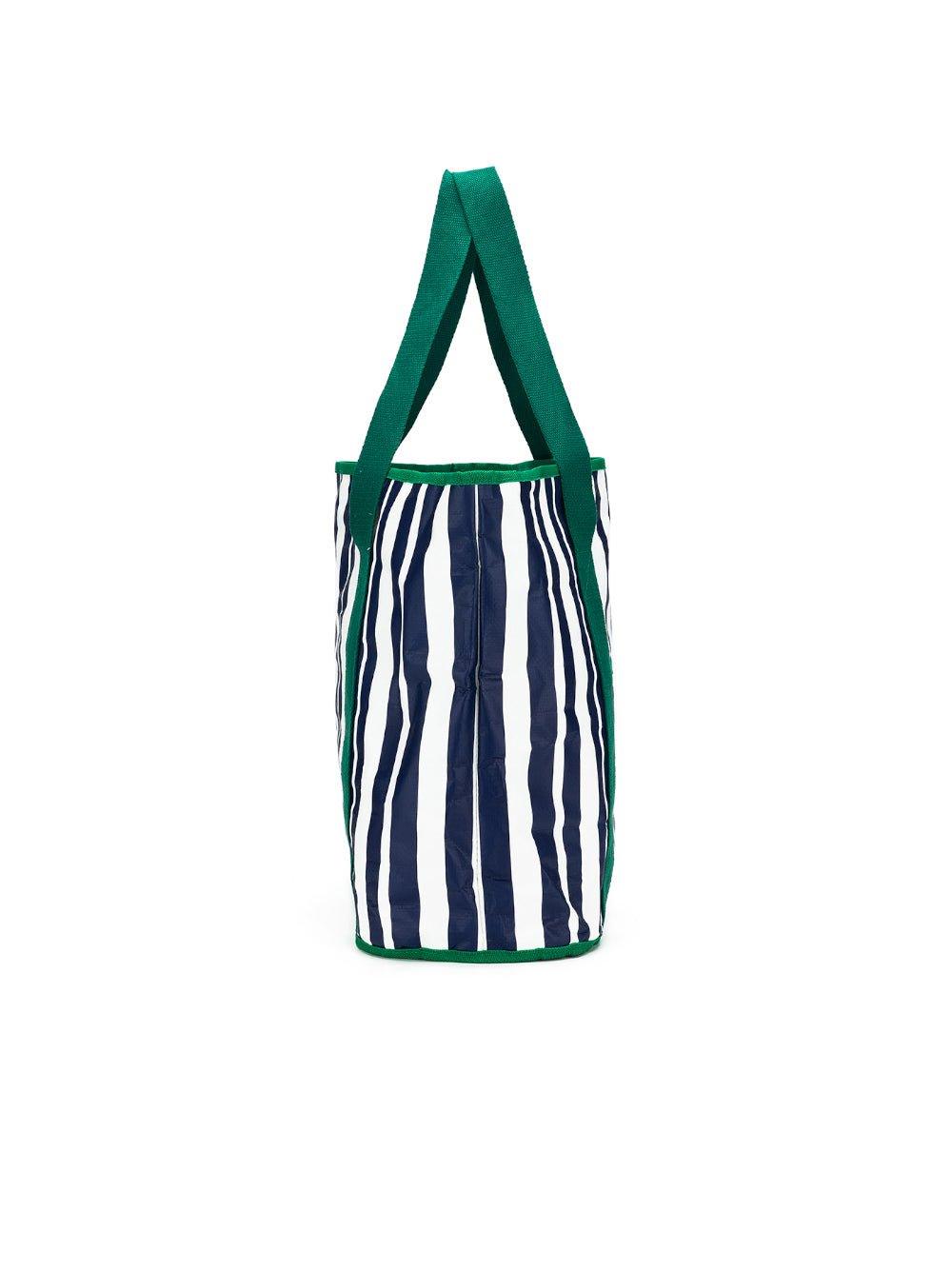 Black Caviar Designs Sabbia Beach Bag Small Stripe (Green)