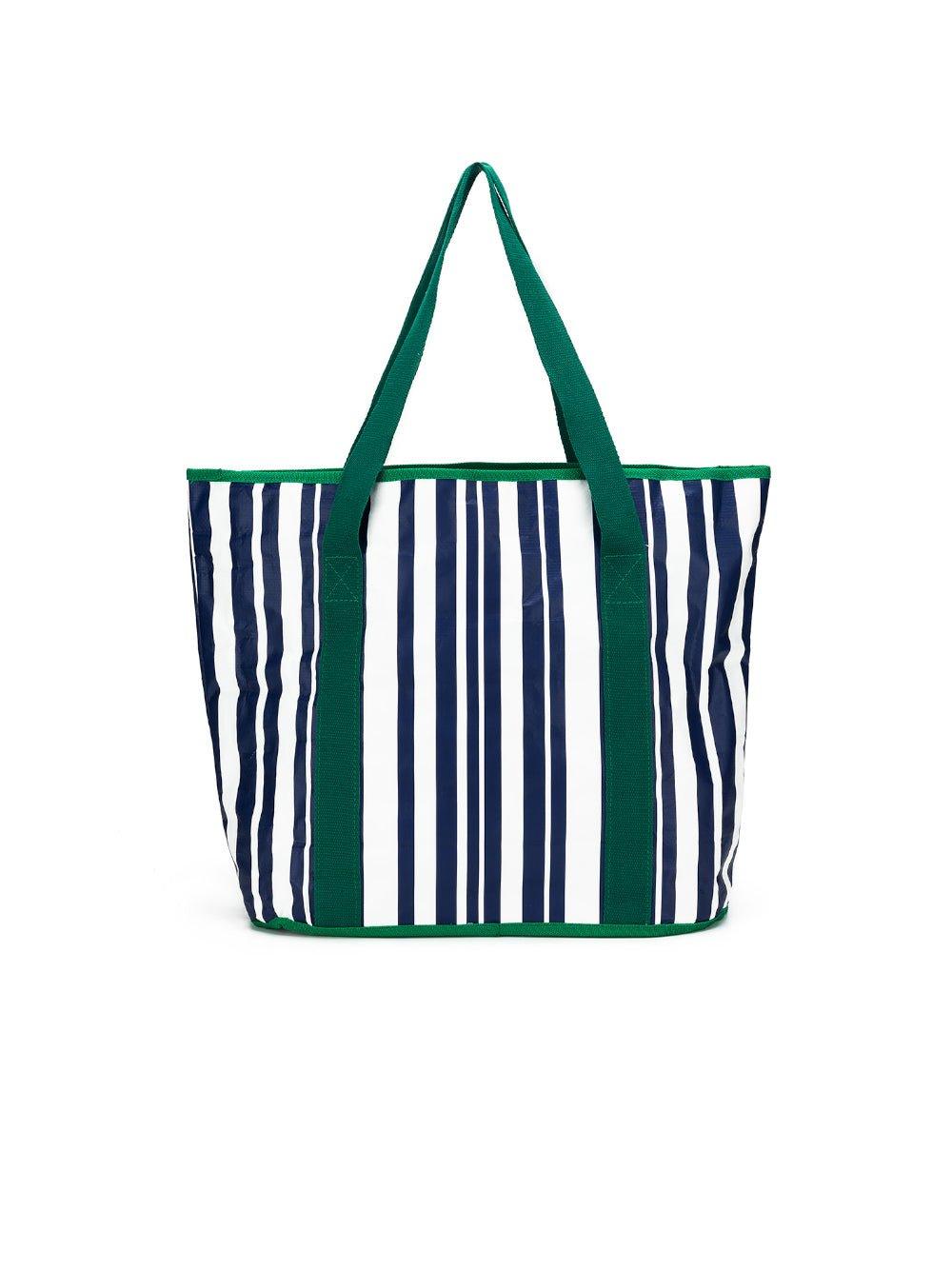 Image of Bags. Product name - Sabbia Beach Bag Small Green Stripe in Green colour by brand - Black Caviar Designs