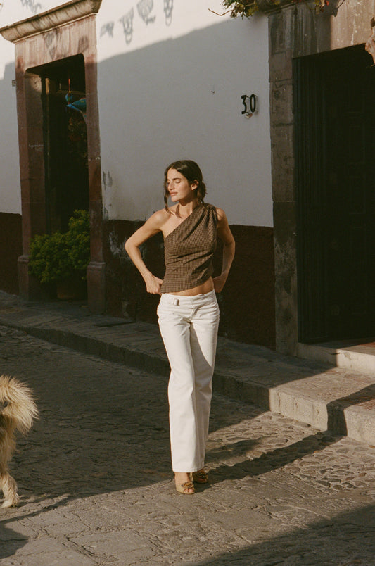 Image of Jeans. Product name - Sadie Jeans in White colour by brand - With Jéan