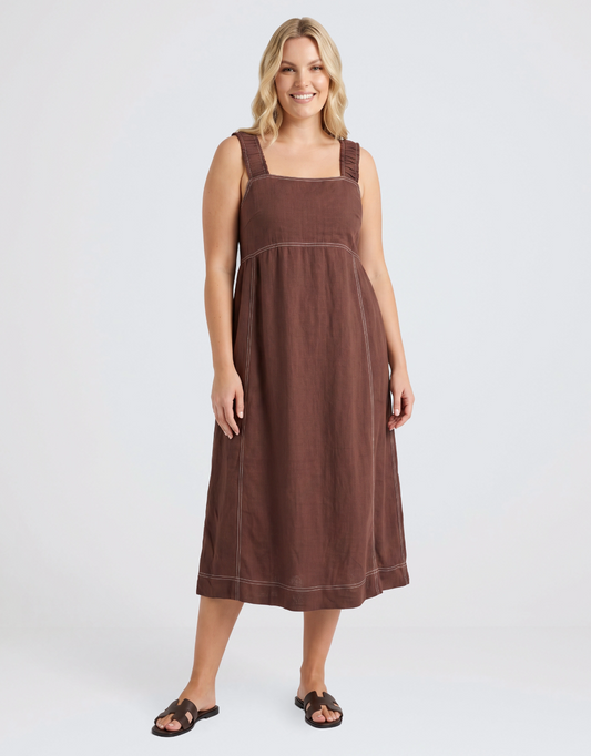Image of Dresses. Product name - Sage Dress Chocolate in Chocolate colour by brand - Foxwood