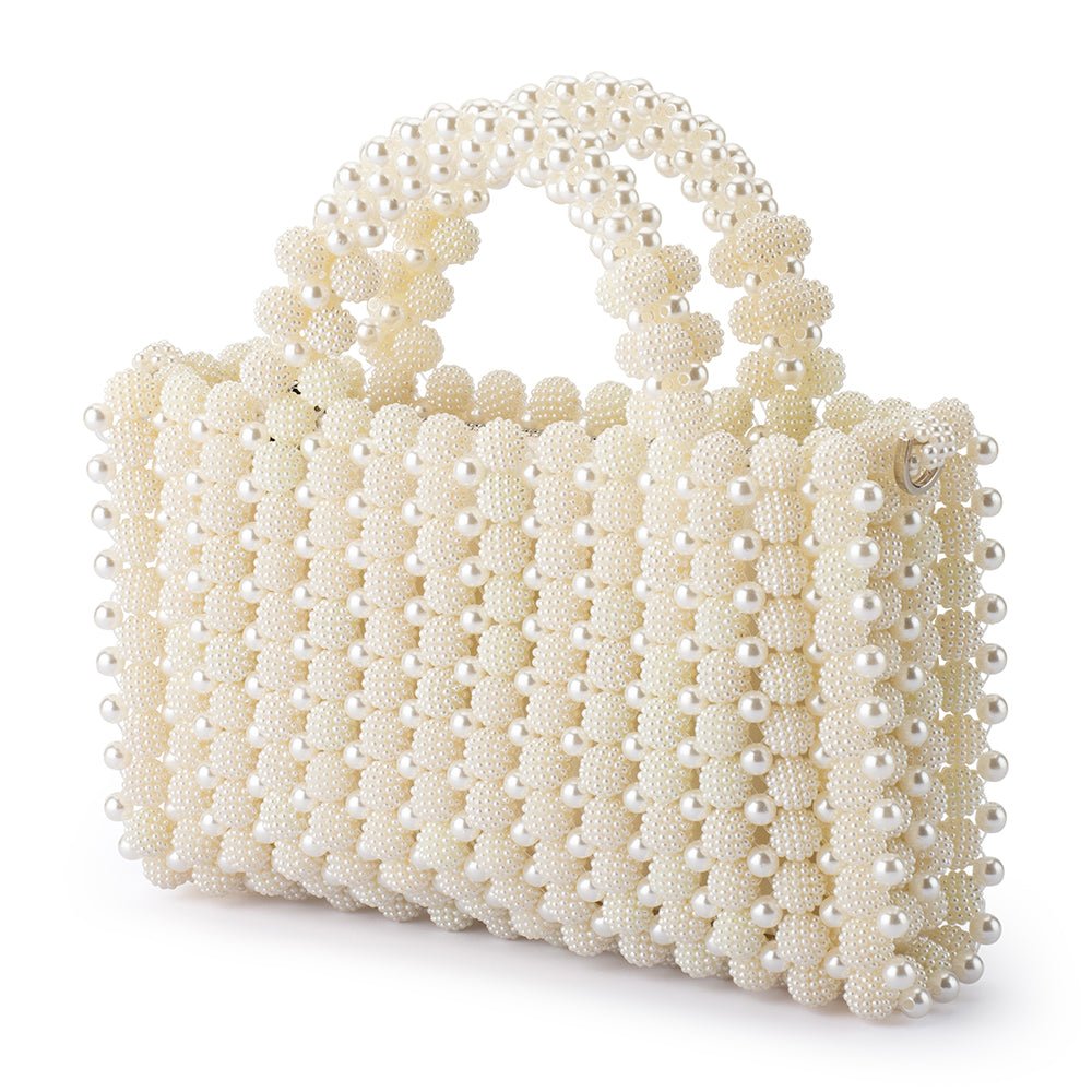 Olga Berg SALLY Beaded Top Handle (Ivory)