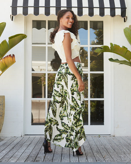 HEYCHIC Samantha Print High Low Skirt (Leaf)