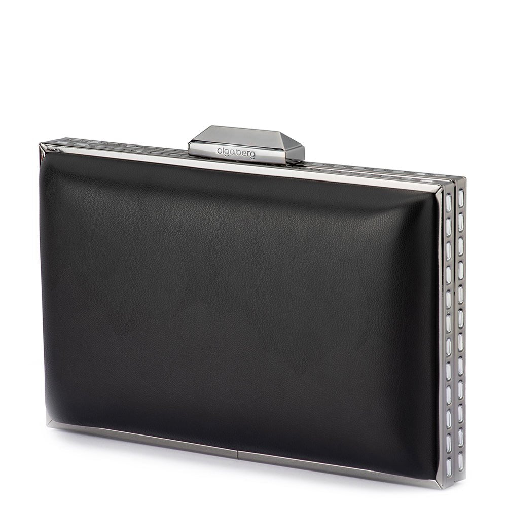 Olga Berg SAMMI Crystal Frame Clutch (Black)