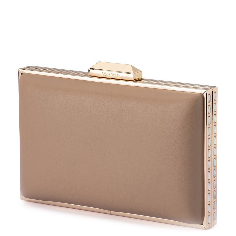Olga Berg SAMMI Crystal Frame Clutch (Natural)