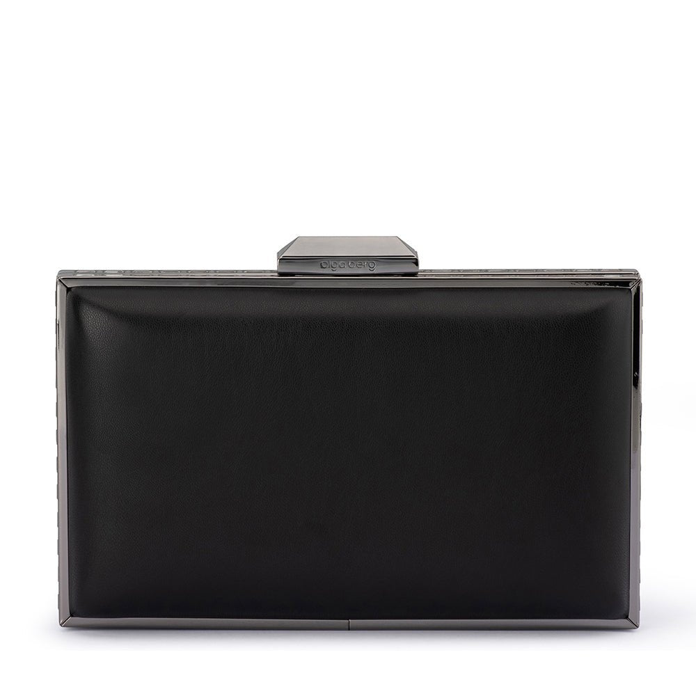 Olga Berg SAMMI Crystal Frame Clutch (Black)