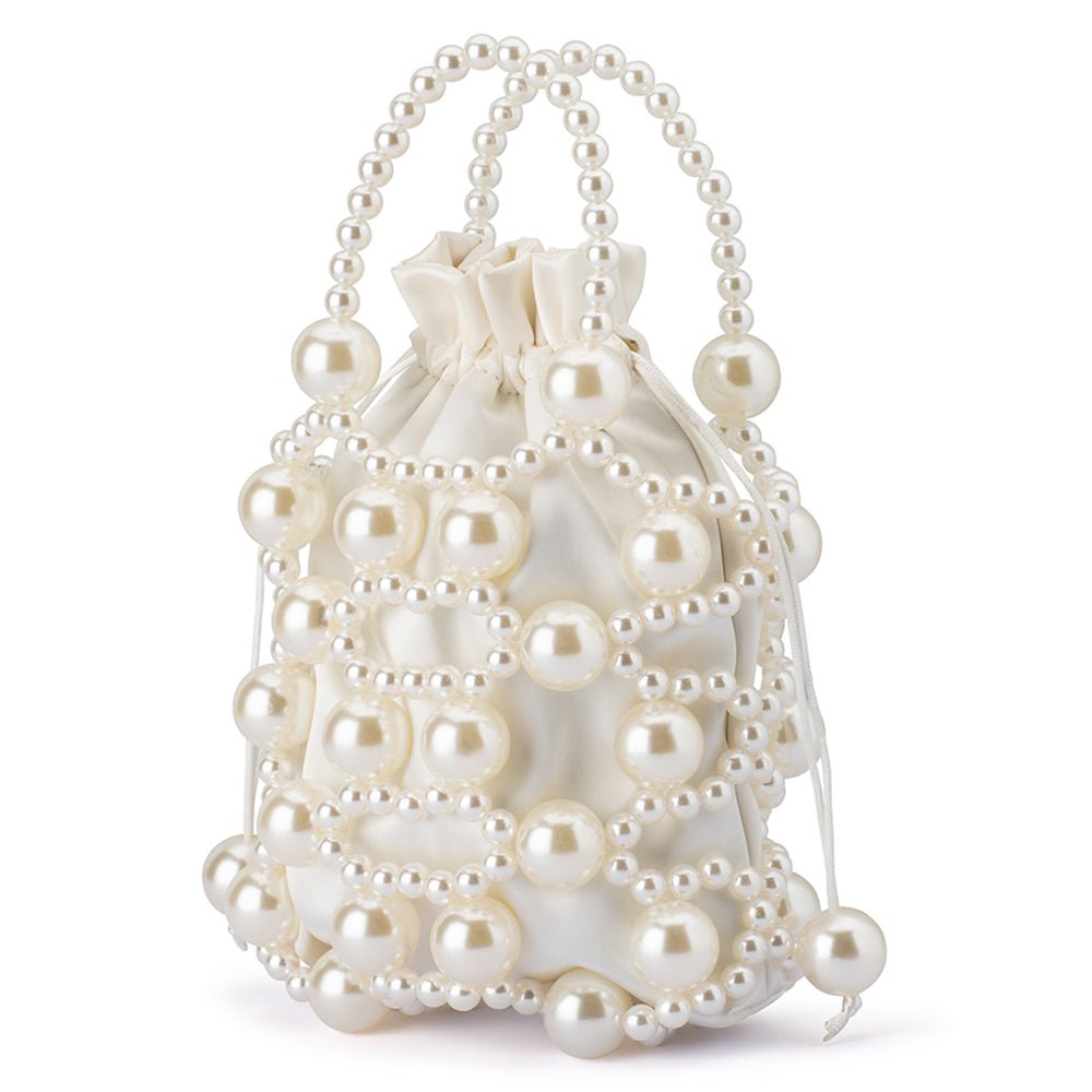 Olga Berg SAMMY Beaded Cage Bag (Pearl)