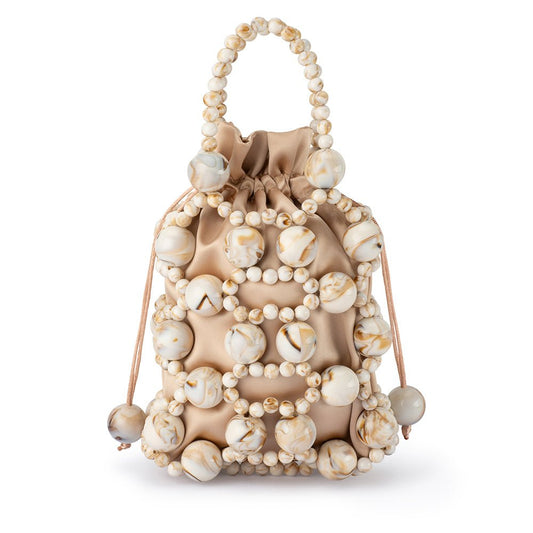 Olga Berg SAMMY Beaded Cage Bag (Natural)