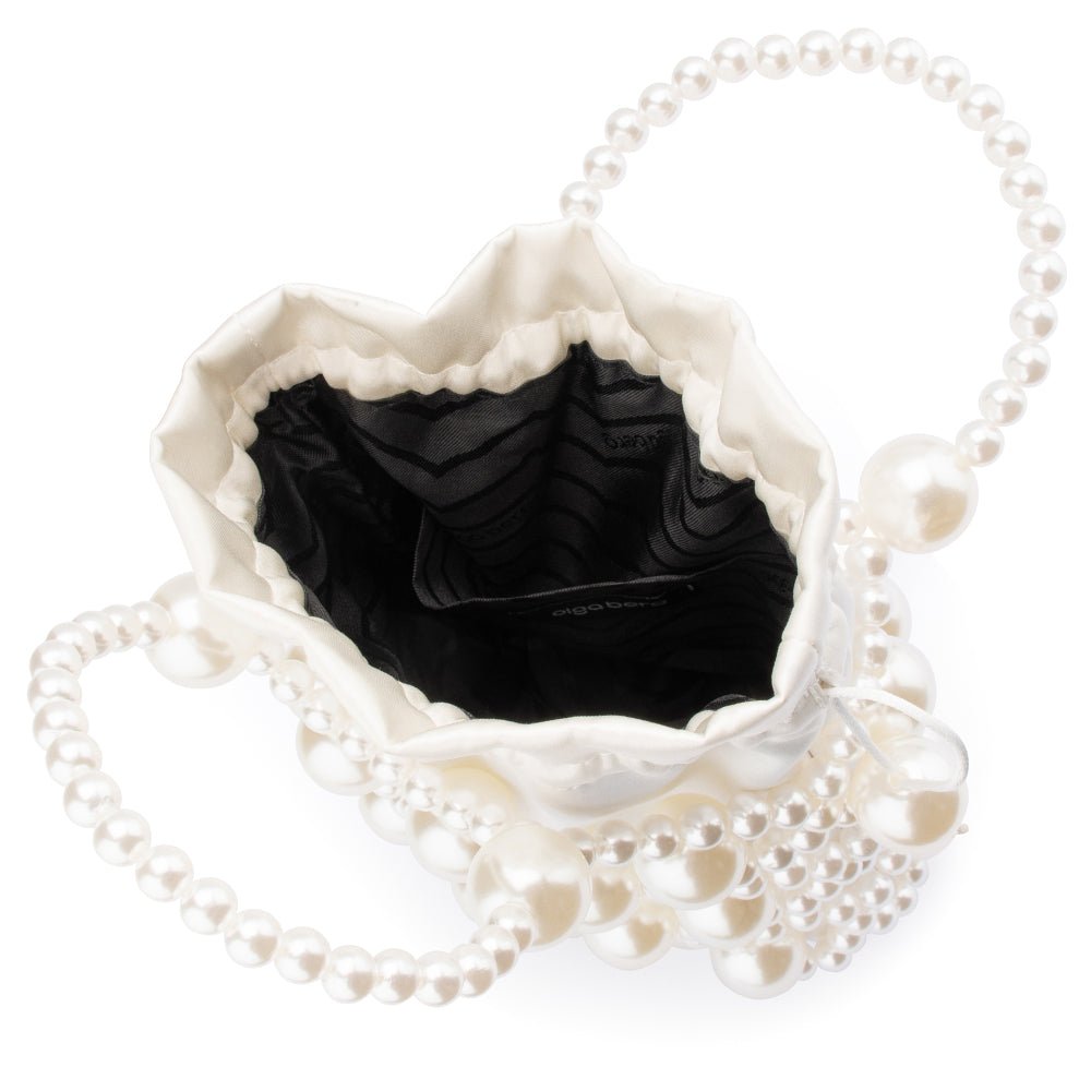 Olga Berg SAMMY Beaded Cage Bag (Pearl)