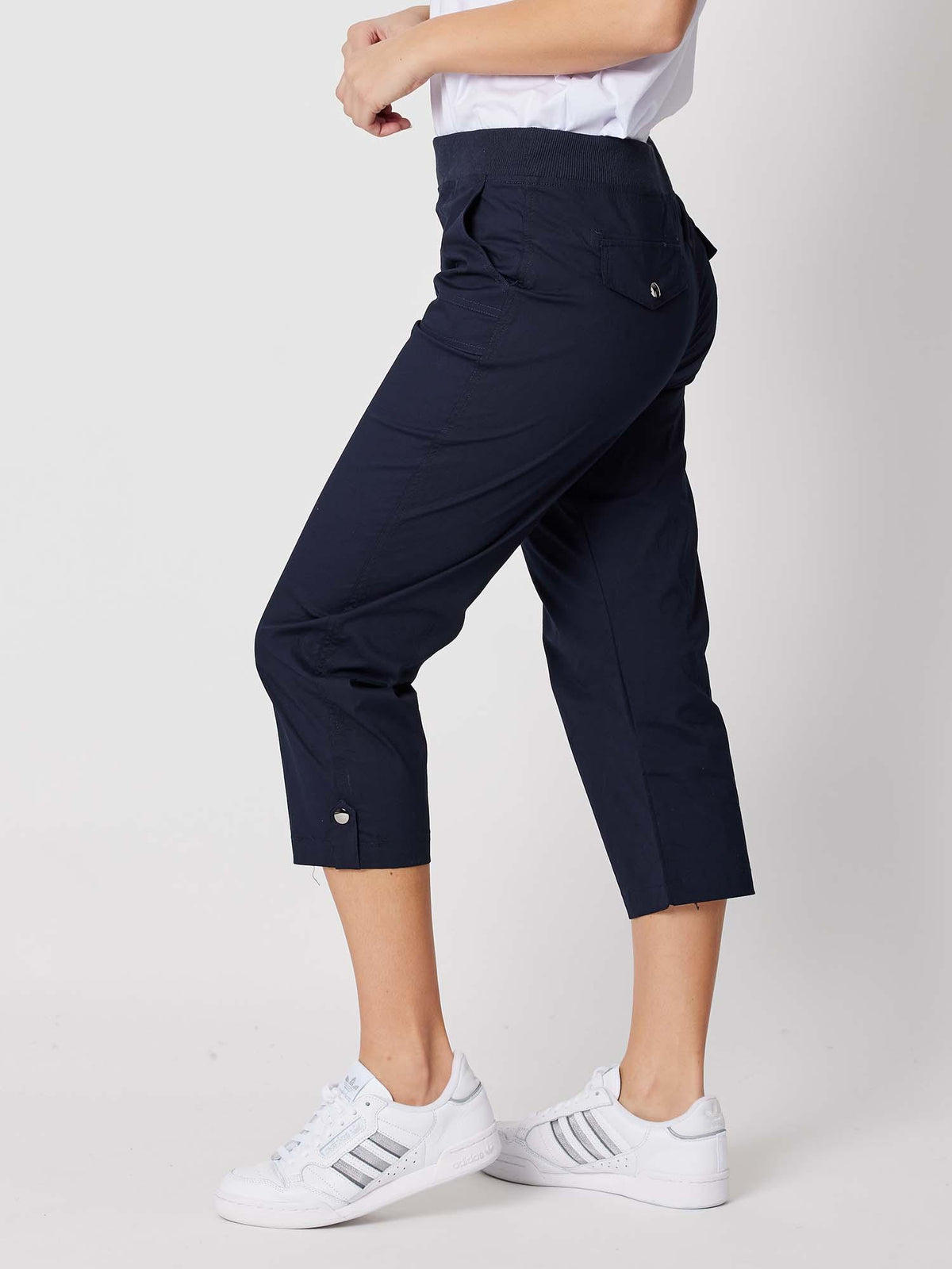 Threadz Santorini Cropped Cotton Pant (Navy)
