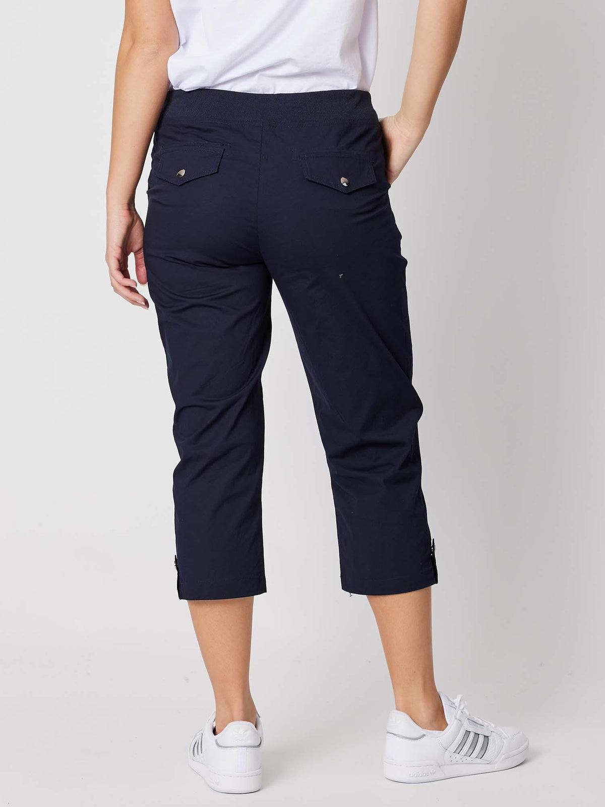 Threadz Santorini Cropped Cotton Pant (Navy)
