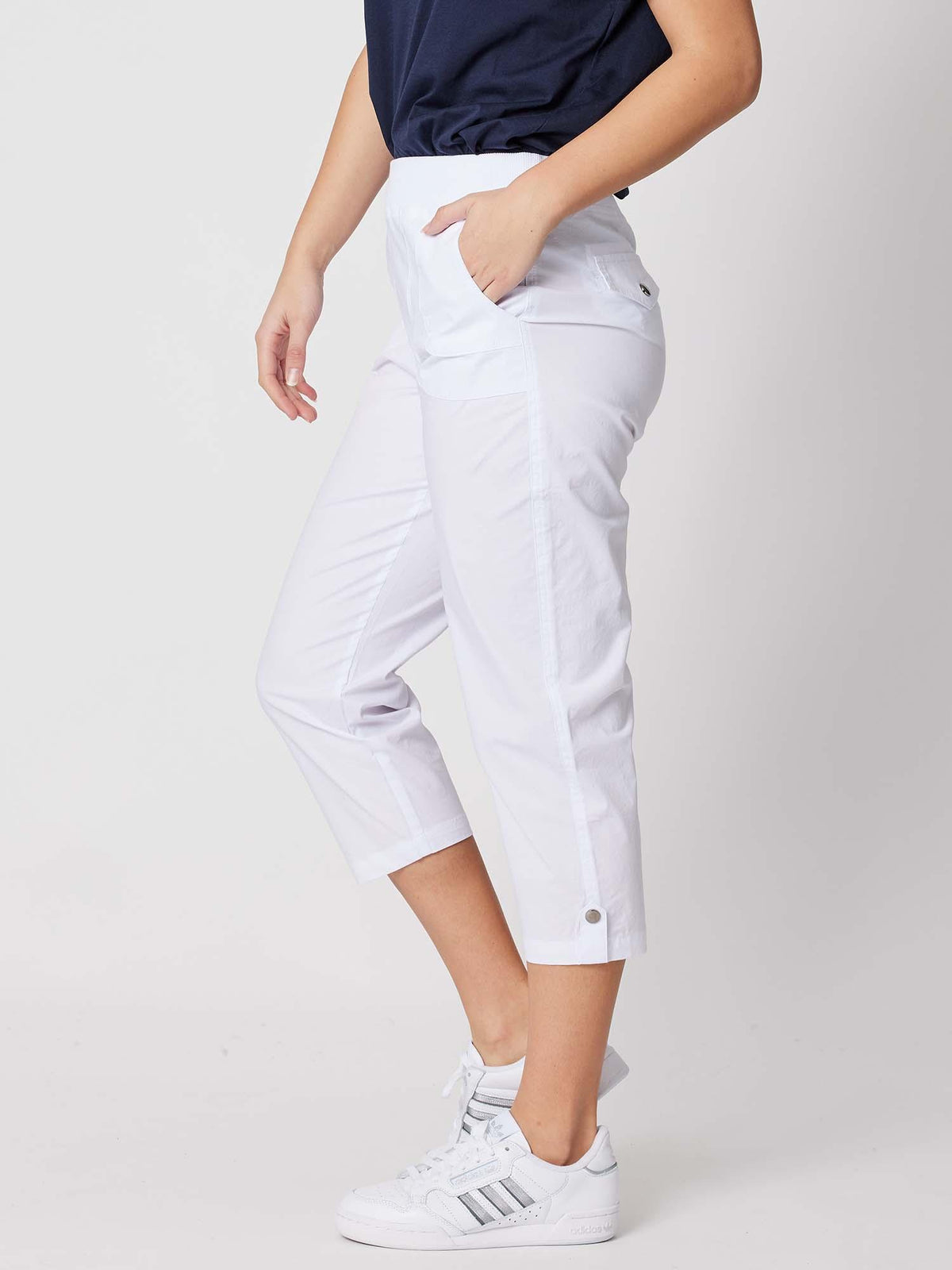 Threadz Santorini Cropped Cotton Pant (White)