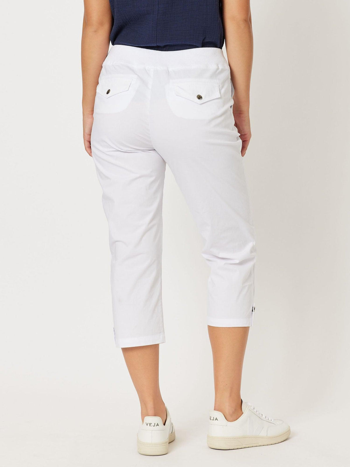 Threadz Santorini Cropped Cotton Pant (White)