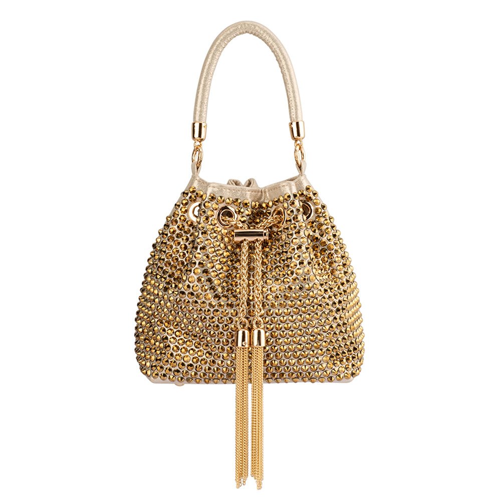 Olga Berg SANTORINI Studded Hotfix Pouch (Gold)