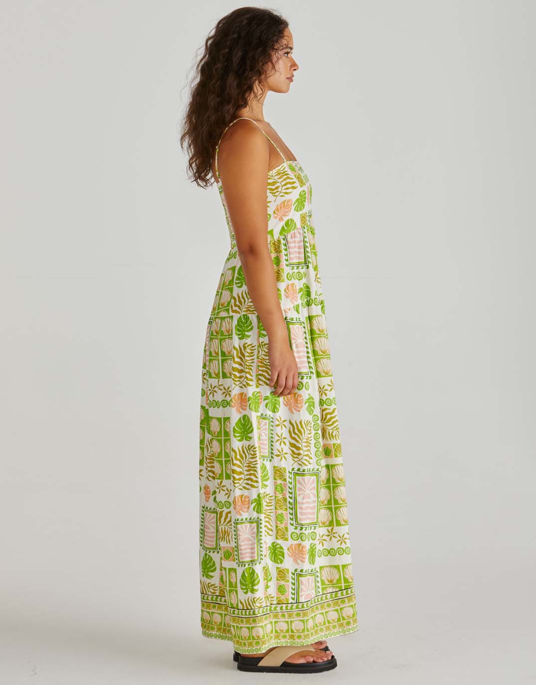 Sass Clothing Emmett Maxi Dress (Green Shell Patchwork)
