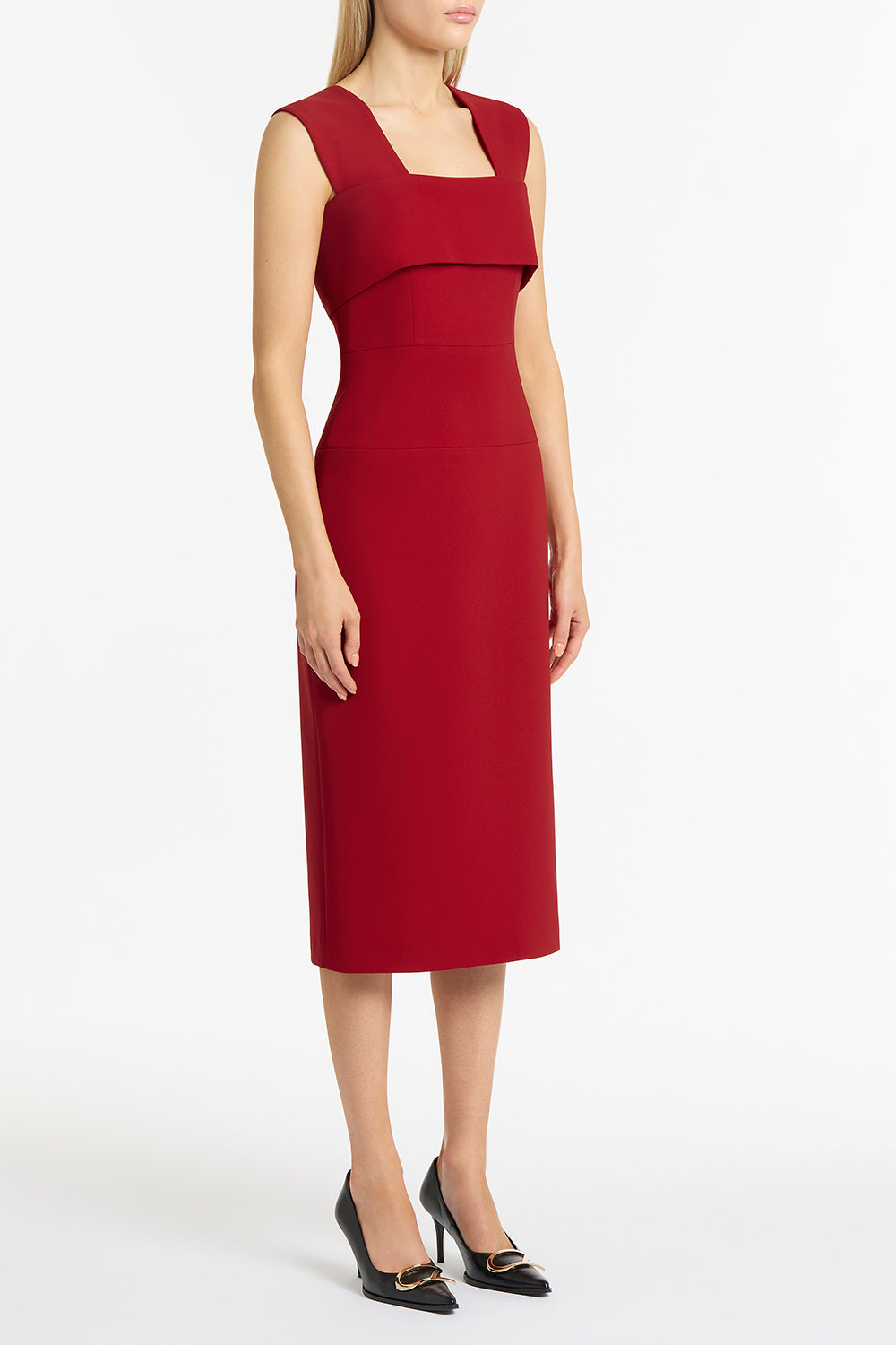 Carla Zampatti Scarlet Crepe La Banda Midi Dress (Red)