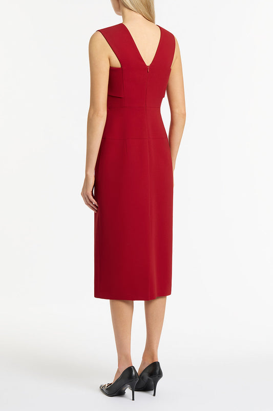 Carla Zampatti Scarlet Crepe La Banda Midi Dress (Red)