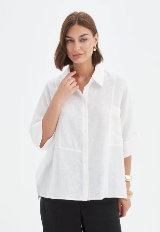 Tirelli Seam Detail Boxy Shirt (White)