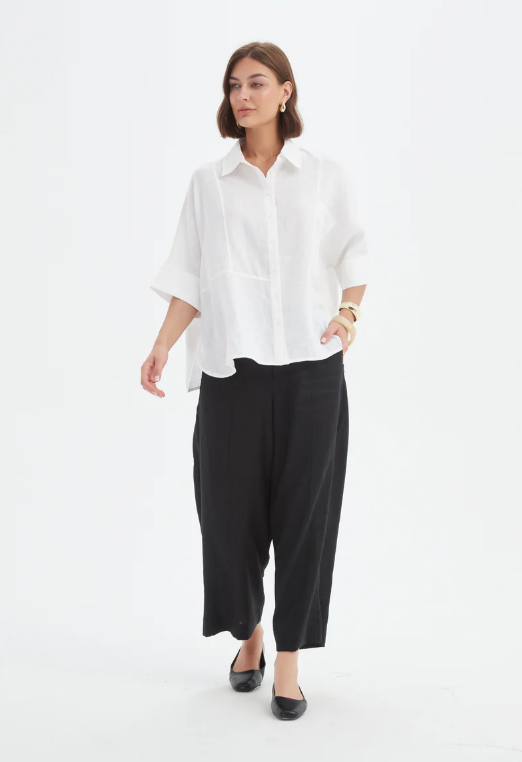 Seam Detail Boxy Shirt - (White)