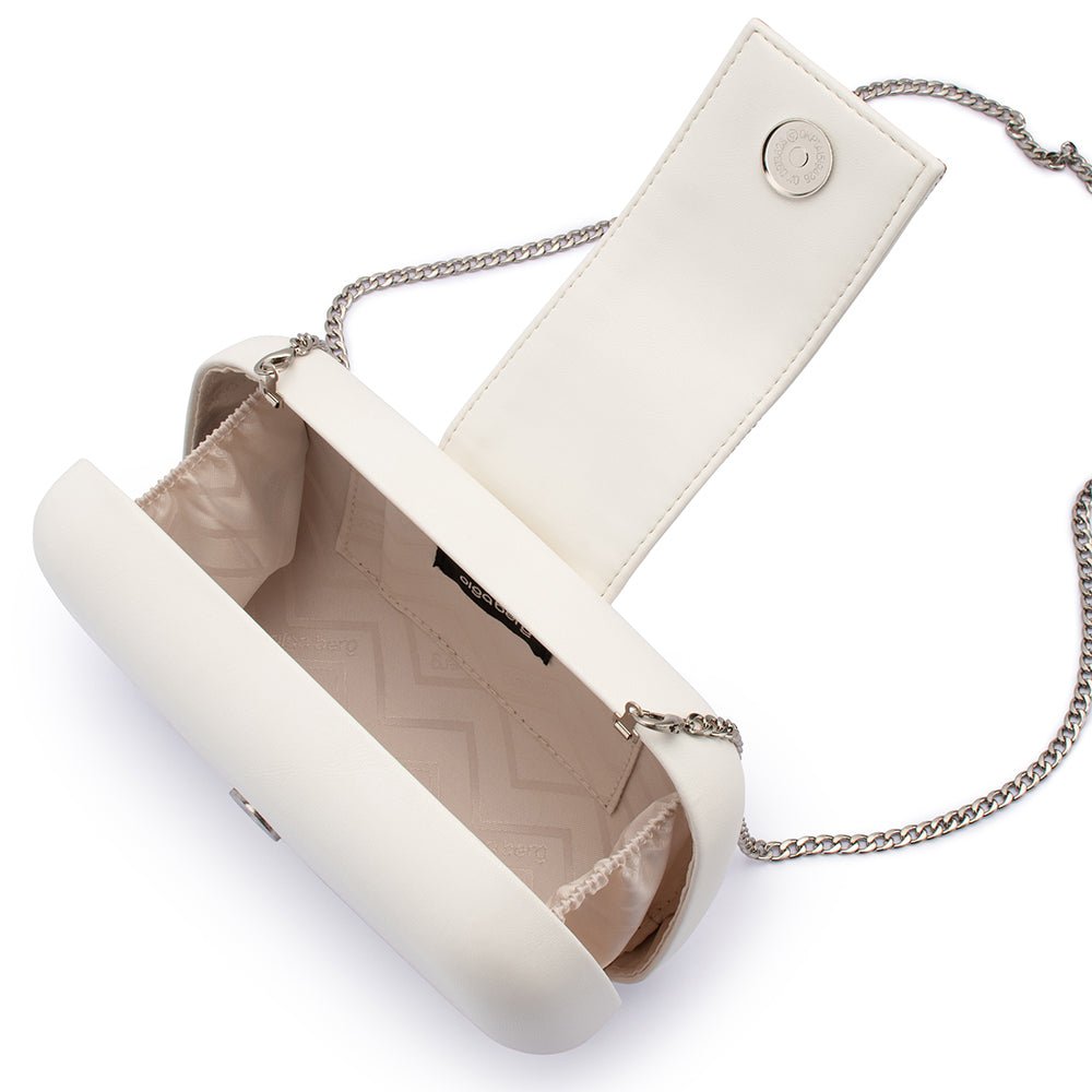 Olga Berg SELENE Crystal Tab Clutch (White)