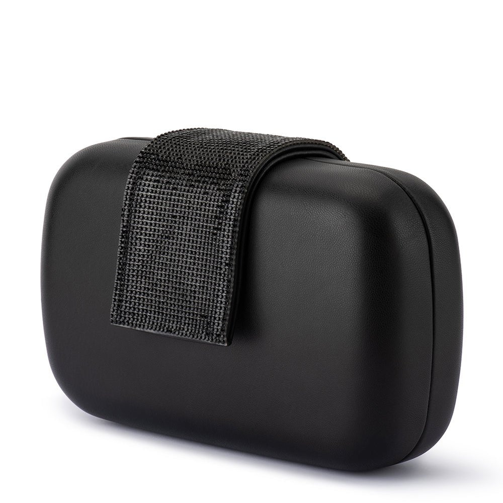Olga Berg SELENE Crystal Tab Clutch (Black)