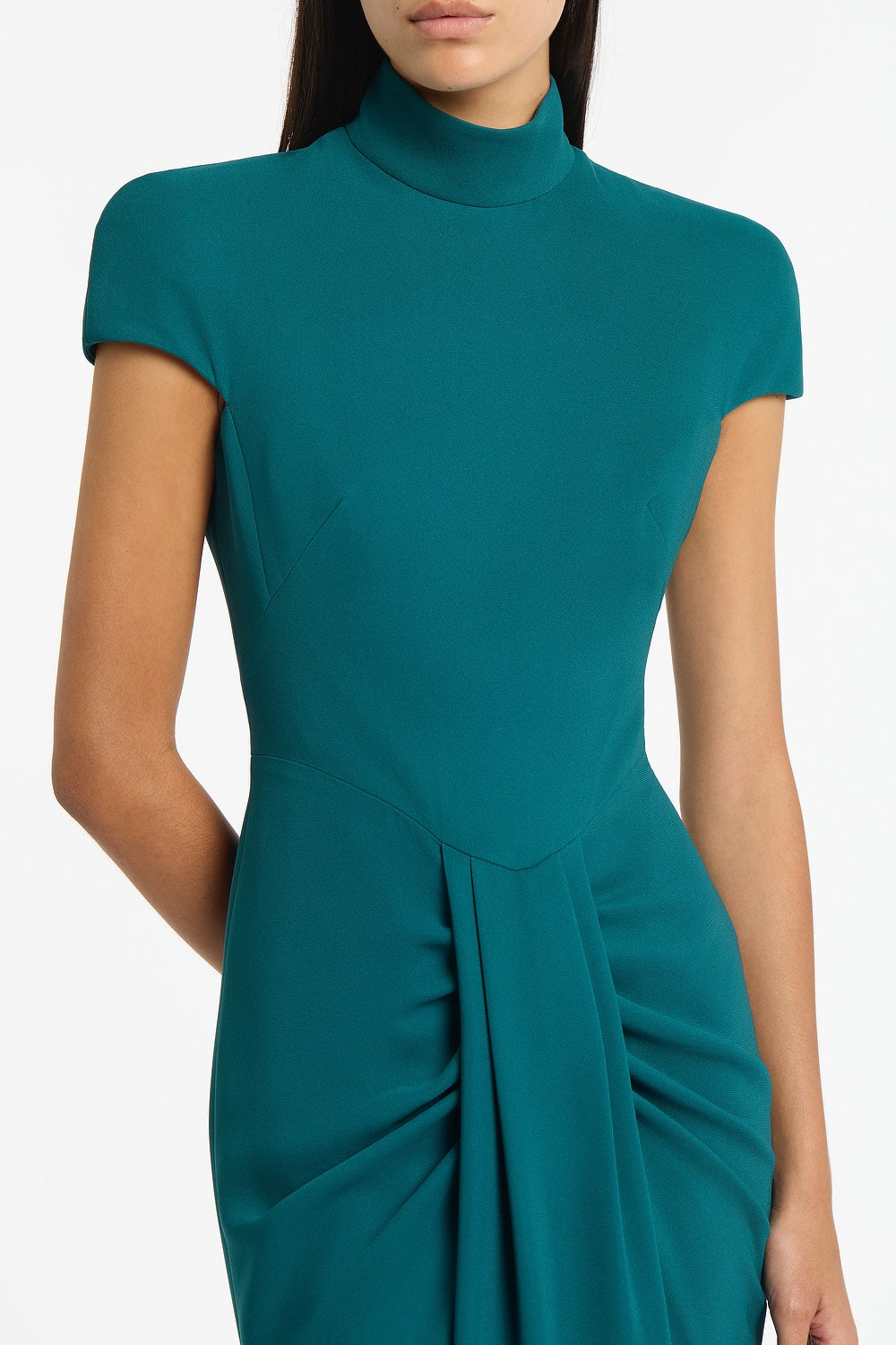 Carla Zampatti Serpentine Crepe Cap Sleeve Gown (Green)