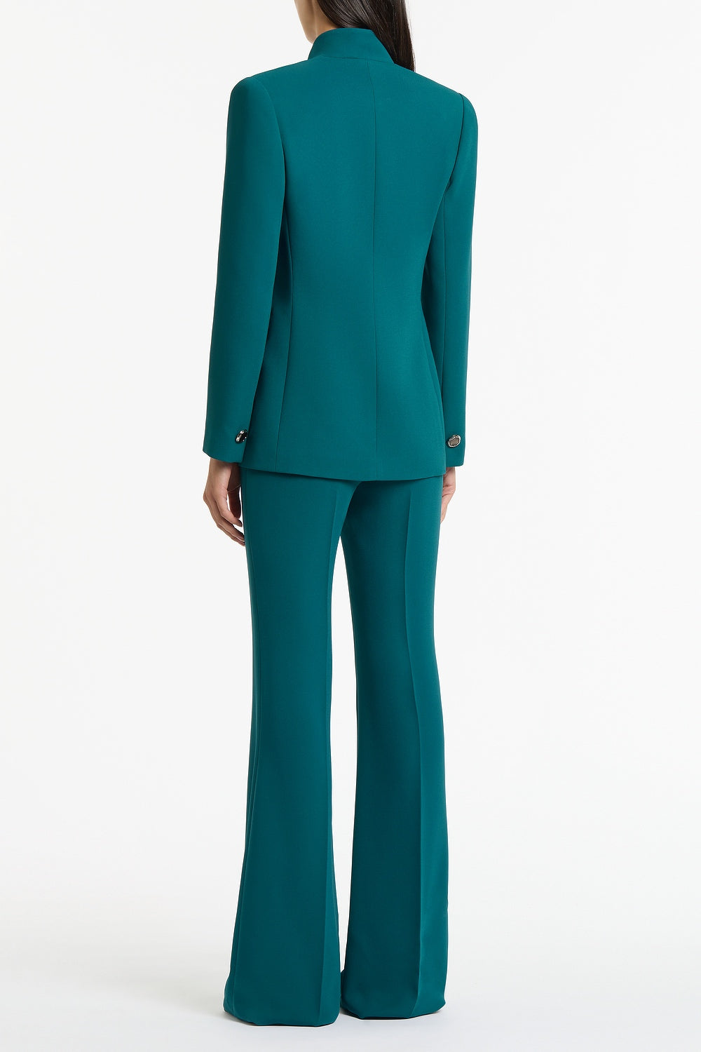 Carla Zampatti Serpentine Crepe Long Line Single Breasted Jacket (Green)